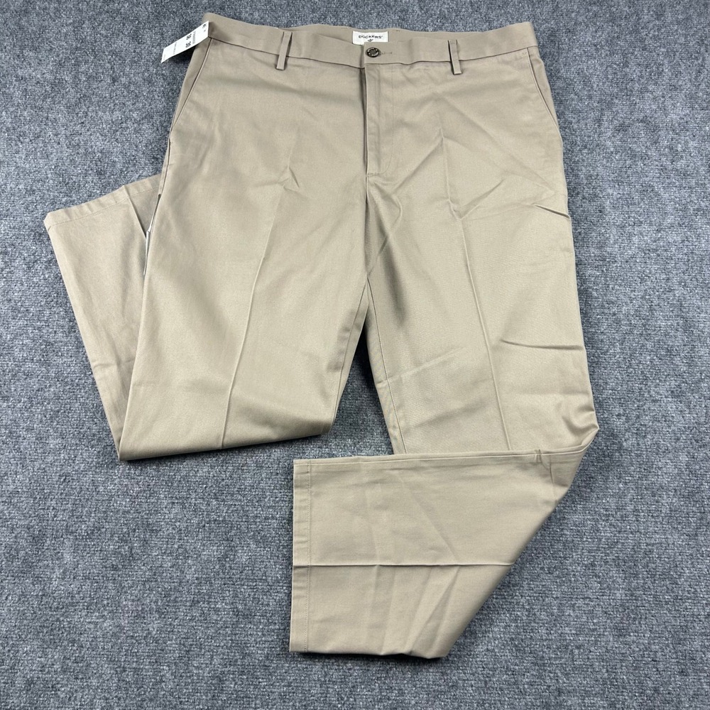 Dockers Signature Khaki Pants Mens 38x30 Tan Classic Fit No Wrinkle Stretch New